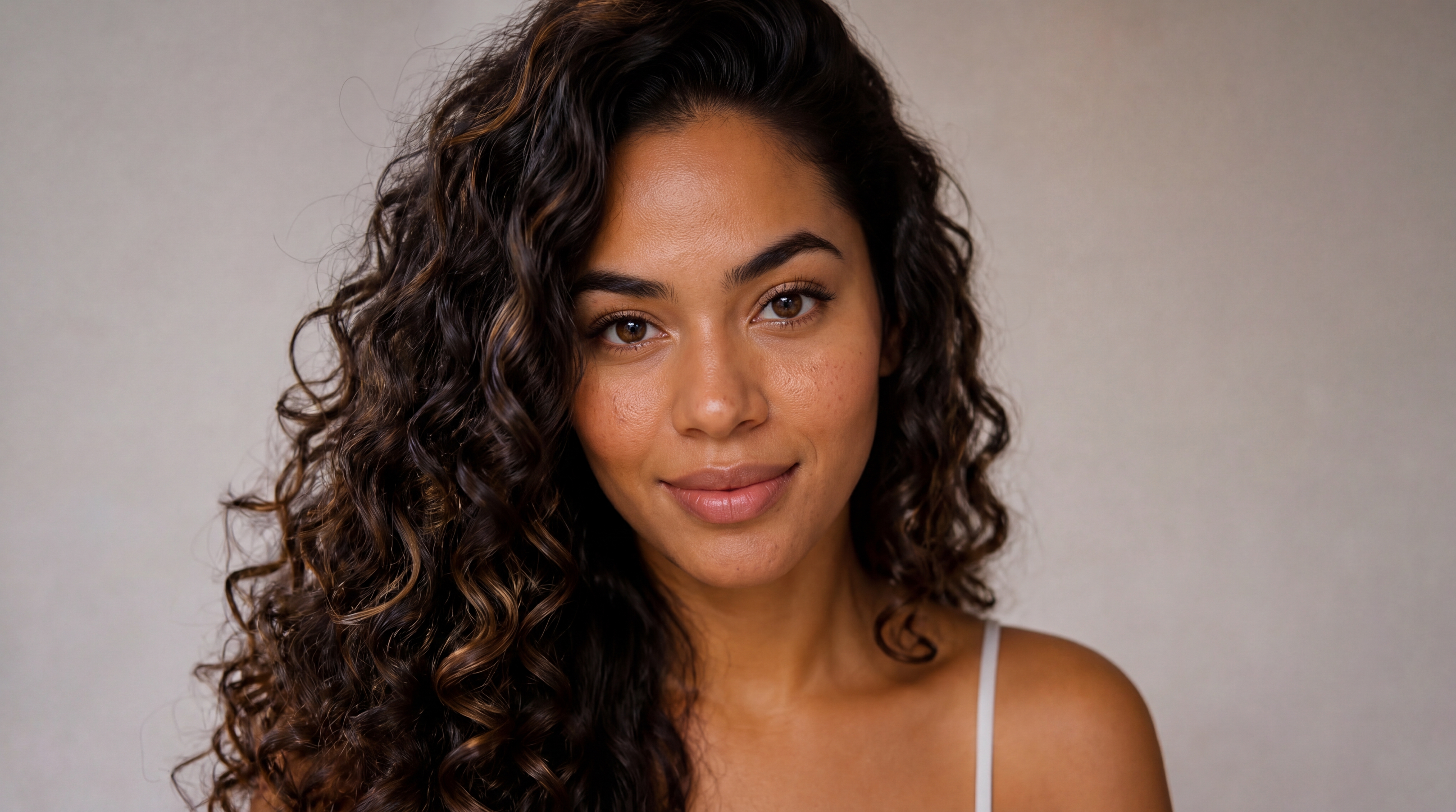 Isa Grauncke sorrindo — criadora de conteúdo de cachos, pilates e wellness em Florianópolis